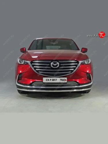 Защита переднего бампера нижняя d42,4 мм ТСС Тюнинг (нержавейка) Mazda CX-9  TC (2015-2025) дорестайлинг