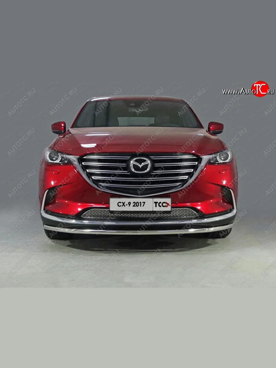 Защита переднего бампера нижняя d42,4 мм ТСС Тюнинг Mazda CX-9 TC дорестайлинг (2015-2025) (нержавейка)  с доставкой в г. Керчь