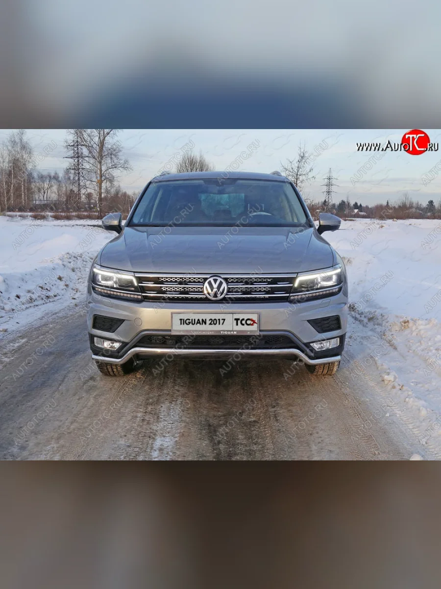 Защита переднего бампера нижняя d42,4 мм ТСС Тюнинг Volkswagen Tiguan Mk2 дорестайлинг (2016-2020) (нержавейка)  в Перми Пермском крае