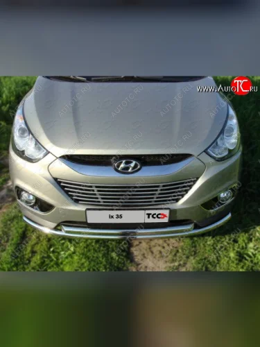 Защита переднего бампера нижняя d50,8*50,8 мм ТСС Тюнинг (нержавейка) Hyundai IX35 LM дорестайлинг (2009-2013)