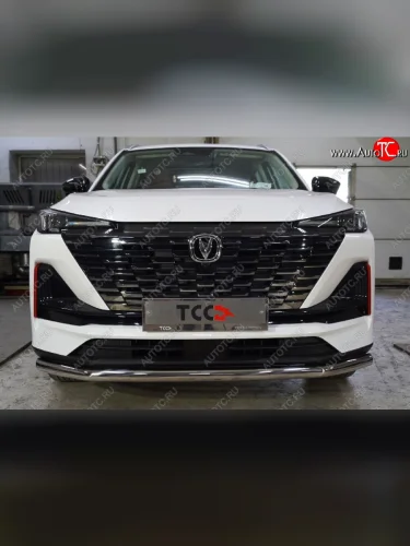 Защита переднего бампера нижняя d60,3 мм ТСС Тюнинг (нержавейка) Changan CS55 Plus (2021-2025)