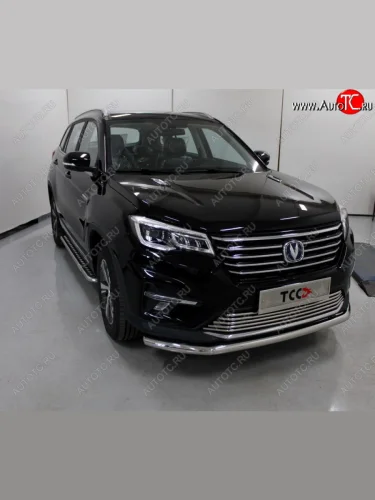 Защита переднего бампера нижняя d60,3 мм ТСС Тюнинг (нержавейка) Changan CS75 1-ый рестайлинг (2018-2022)