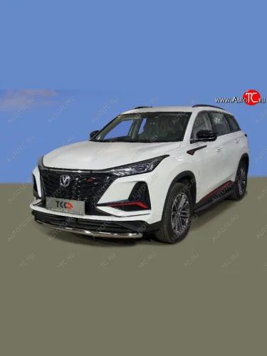 Защита переднего бампера нижняя d60,3 мм ТСС Тюнинг (нержавейка) Changan CS75 Plus дорестайлинг (2022-2024)