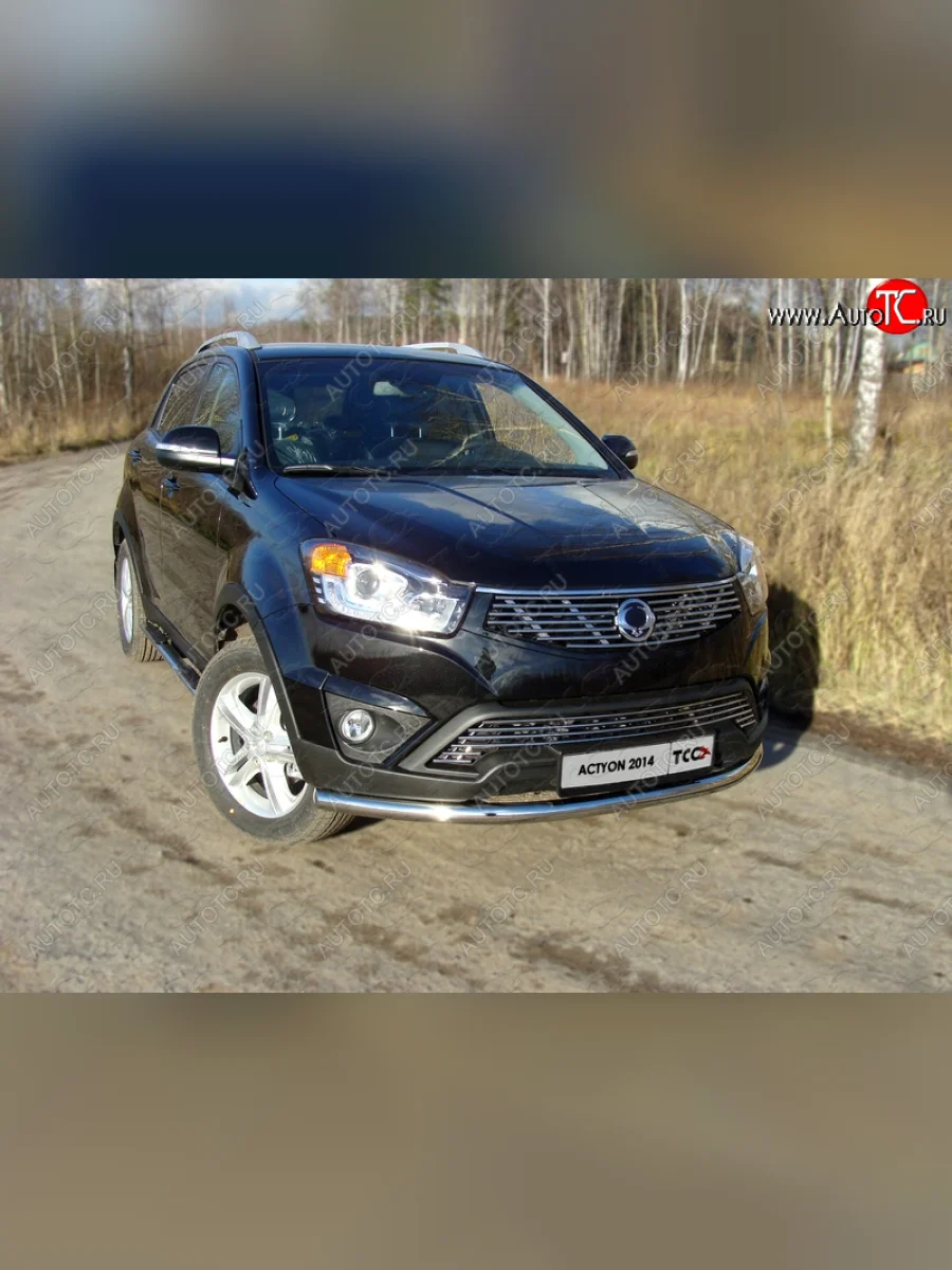 Защита переднего бампера нижняя d60,3 мм ТСС Тюнинг SSANGYONG Actyon рестайлинг (2013-2021) (нержавейка)  с доставкой в г. Керчь