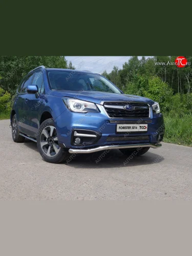 Защита переднего бампера нижняя d60,3 мм ТСС Тюнинг (нрежавейка) Subaru Forester  SJ (2016-2019) рестайлинг
