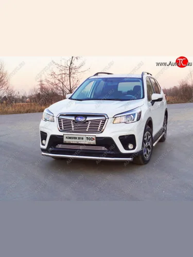 Защита переднего бампера нижняя d60,3 мм ТСС Тюнинг (нержавейка) Subaru Forester  SK/S14 (2018-2021) дорестайлинг