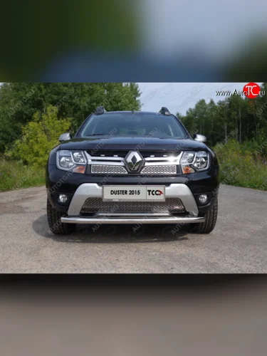 Защита переднего бампера нижняя d60,3 мм ТСС Тюнинг (нержавейка) Renault Duster HS рестайлинг (2015-2021)