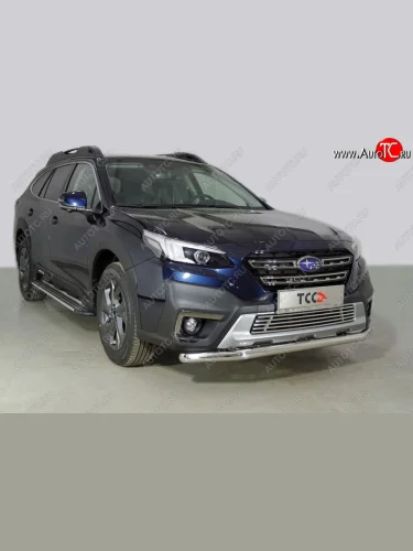 Защита переднего бампера нижняя d60,3 мм ТСС Тюнинг (нержавейка) Subaru Outback  BT (2019-2025) универсал