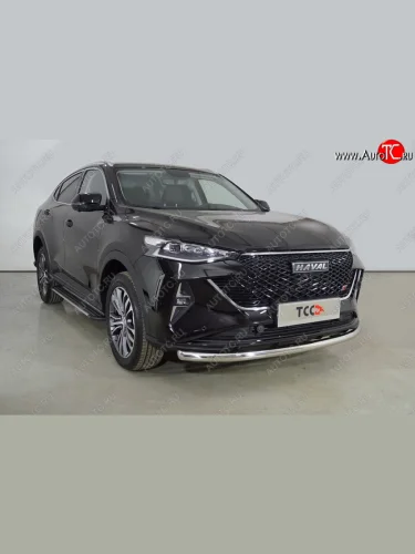 Защита переднего бампера нижняя d60,3 мм ТСС Тюнинг (нержавейка) Haval F7 рестайлинг (2022-2024)