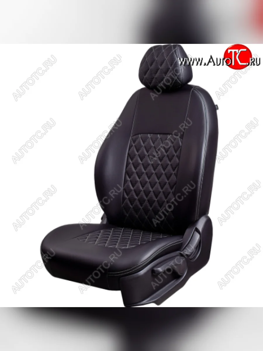 Комплект чехлов для сидений (РЗС 40/60, 3Г Илана+Орегон) ТУРИН РОМБ, Lord Autofashion Chevrolet Aveo T300 хэтчбек (2011-2015) (черный, вставка черная, строчка серая)  в Воронеже Воронежской области