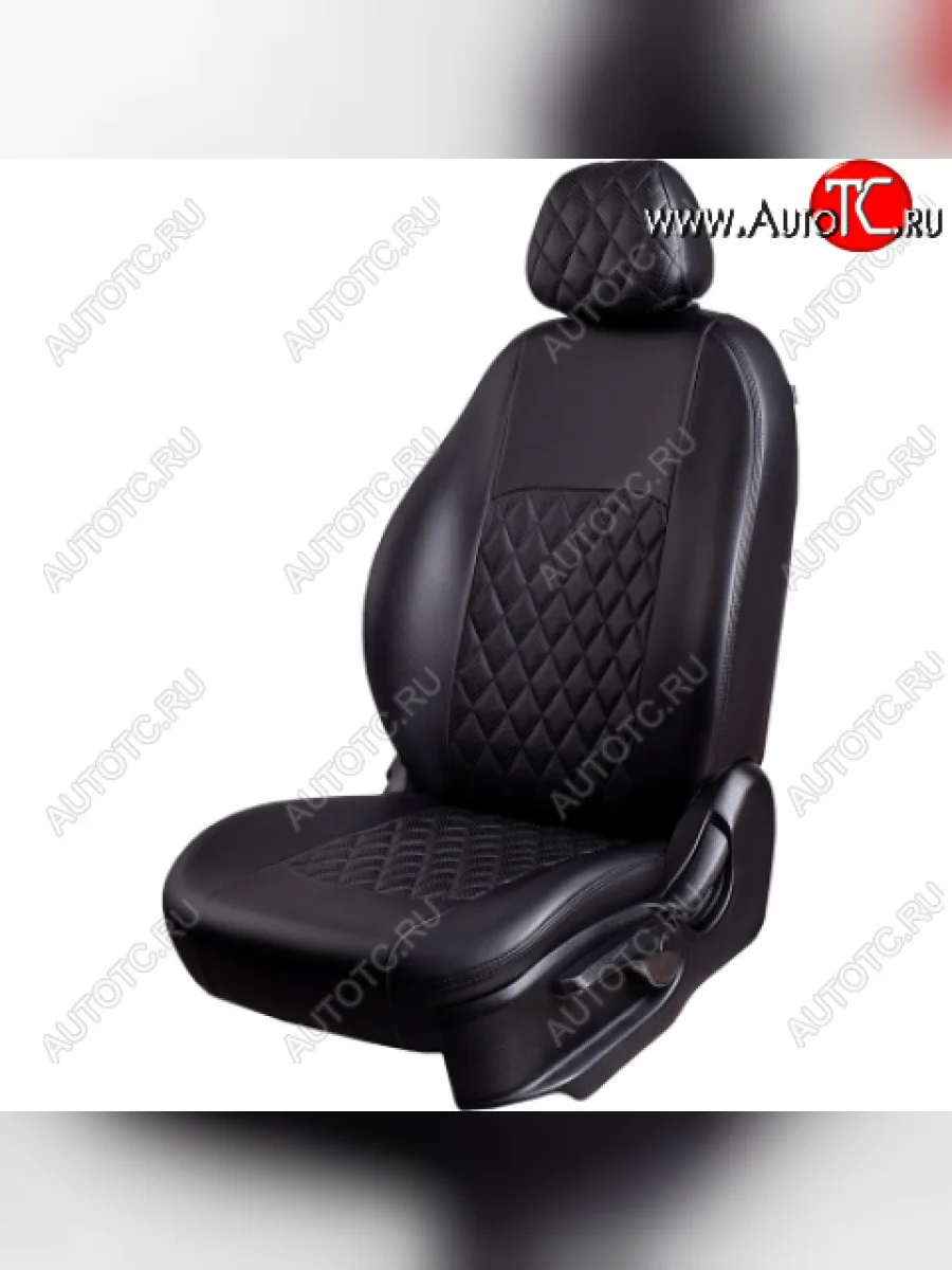 Комплект чехлов для сидений (РЗС 40/60, 3Г Илана+Орегон) ТУРИН РОМБ Lord Autofashion Chevrolet Aveo T300 хэтчбек (2011-2015) (черный, вставка черная, строчка черная)  в Керчи Республика Крым