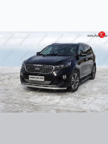 Защита переднего бампера нижняя d60,3 мм ТСС Тюнинг (нержавейка) KIA Sorento UM/Prime рестайлинг (2018-2020)