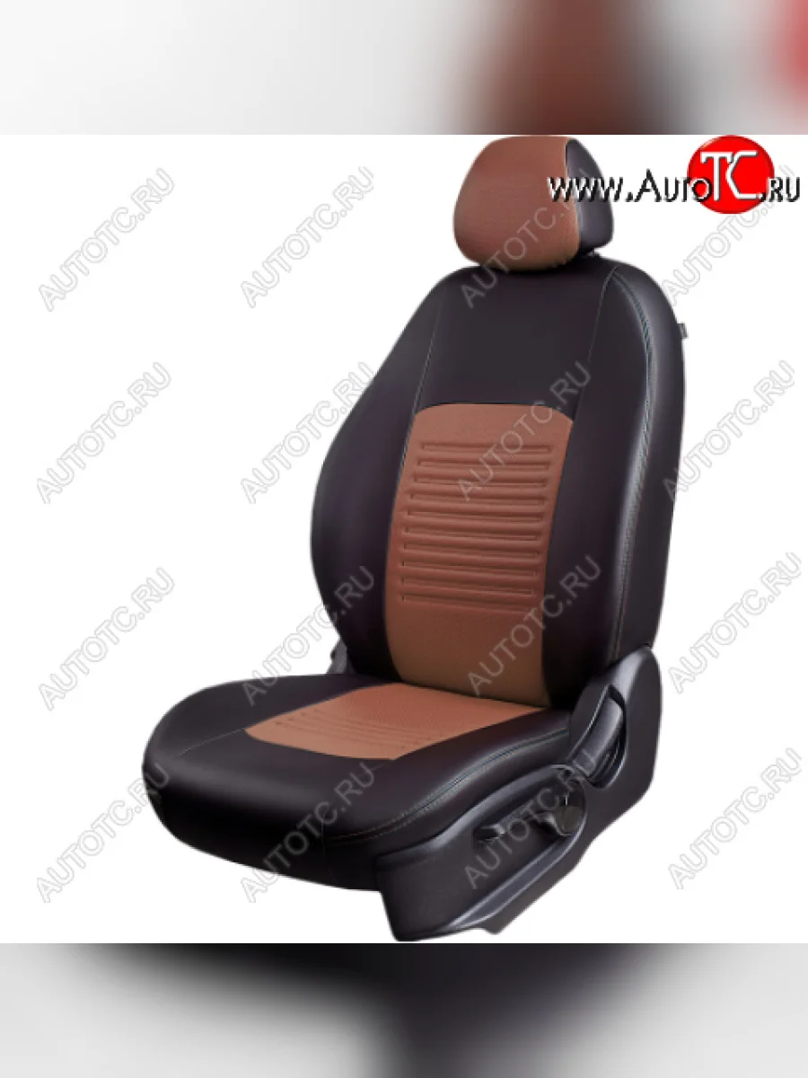 Комплект чехлов для сидений (РЗС 40|60, 3Г Илана+Орегон) ТУРИН Lord Autofashion Chevrolet Aveo T300 хэтчбек (2011-2015) (черный, вставка темно-коричневая, строчка темно-коричневая)  в Керчи Республика Крым