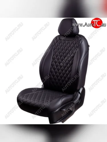 Комплект чехлов для сидений (РЗС 40/60, 2Г экокожа) БАЙРОН Lord Autofashion (черный, вставка черная, строчка черная) Chevrolet Cobalt (2011-2016) седан дорестайлинг