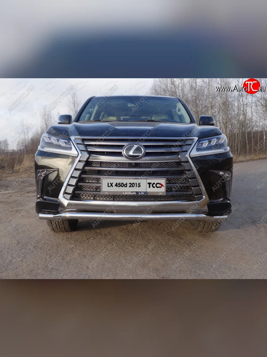 Защита переднего бампера нижняя d60,3 мм ТСС Тюнинг Lexus LX450d J200 2-ой рестайлинг (2015-2022) (нержавейка)  в Керчи Республика Крым