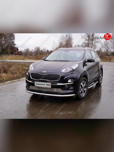 Защита переднего бампера нижняя d60,3 мм ТСС Тюнинг (нержавейка) KIA Sportage  4 QL (2018-2022) рестайлинг