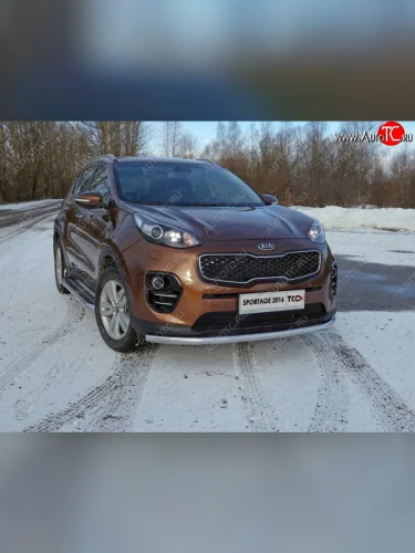 Защита переднего бампера нижняя d60,3 мм ТСС Тюнинг (нержавейка) KIA Sportage  4 QL (2016-2018) дорестайлинг