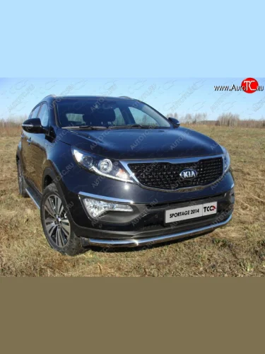 Защита переднего бампера нижняя d60,3 мм ТСС Тюнинг (нержавейка) KIA Sportage  3 SL (2014-2016) рестайлинг