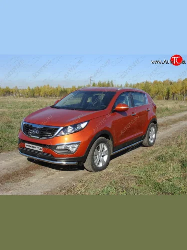 Защита переднего бампера нижняя d60,3 мм ТСС Тюнинг (нержавейка) KIA Sportage 3 SL дорестайлинг (2010-2014)