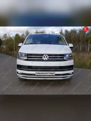 Защита переднего бампера нижняя d60,3 мм ТСС Тюнинг (нержавейка) Volkswagen Caravelle  T6 (2015-2019) дорестайлинг