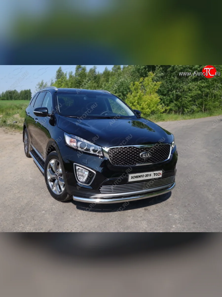 Защита переднего бампера нижняя d60,3 мм ТСС Тюнинг KIA Sorento UM/Prime дорестайлинг (2014-2018) (нержавейка)  в Самаре Самарской области