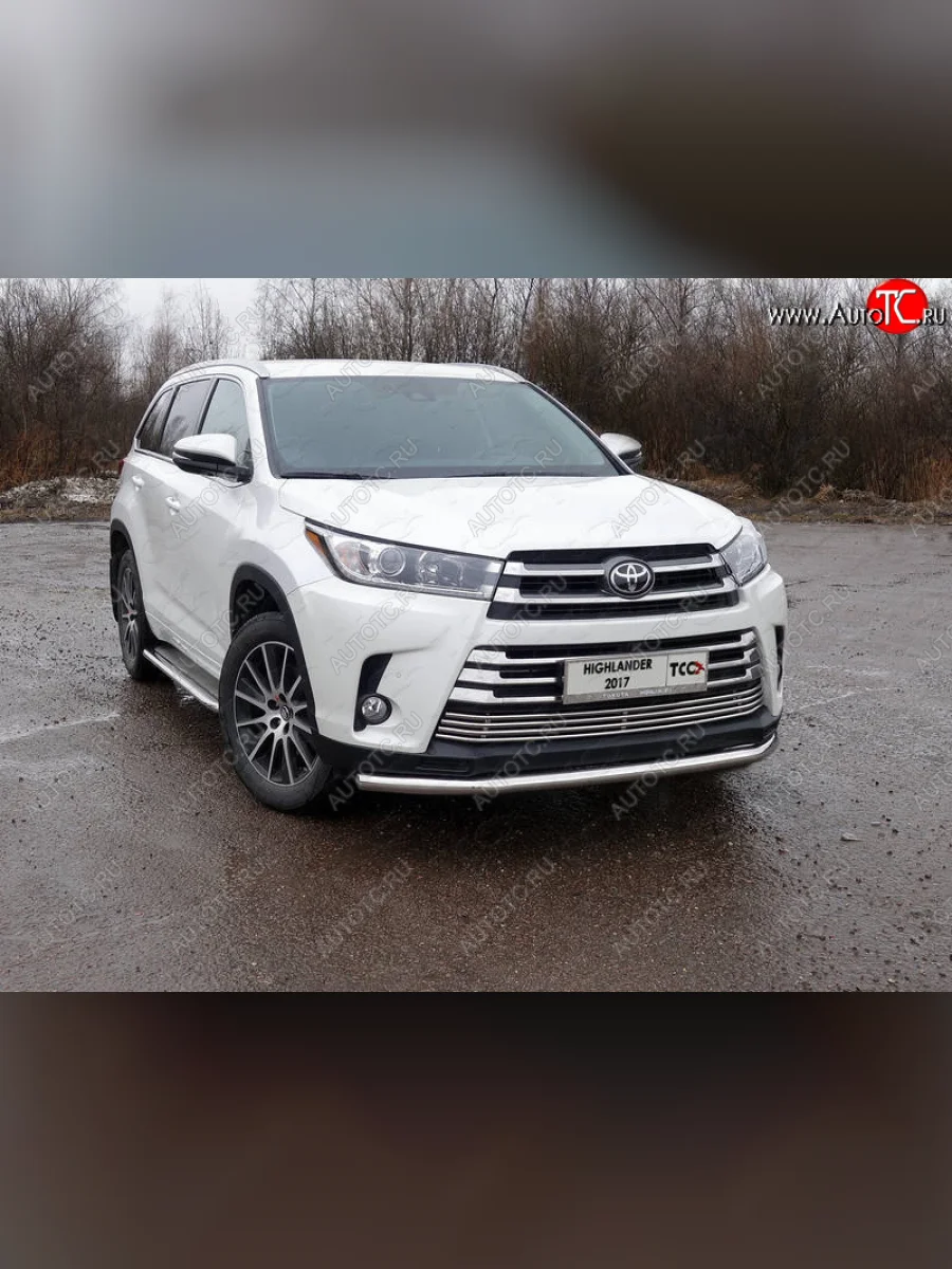 Защита переднего бампера нижняя d60,3 мм ТСС Тюнинг Toyota Highlander XU50 рестайлинг (2016-2020) (нержавейка)  в Самаре Самарской области