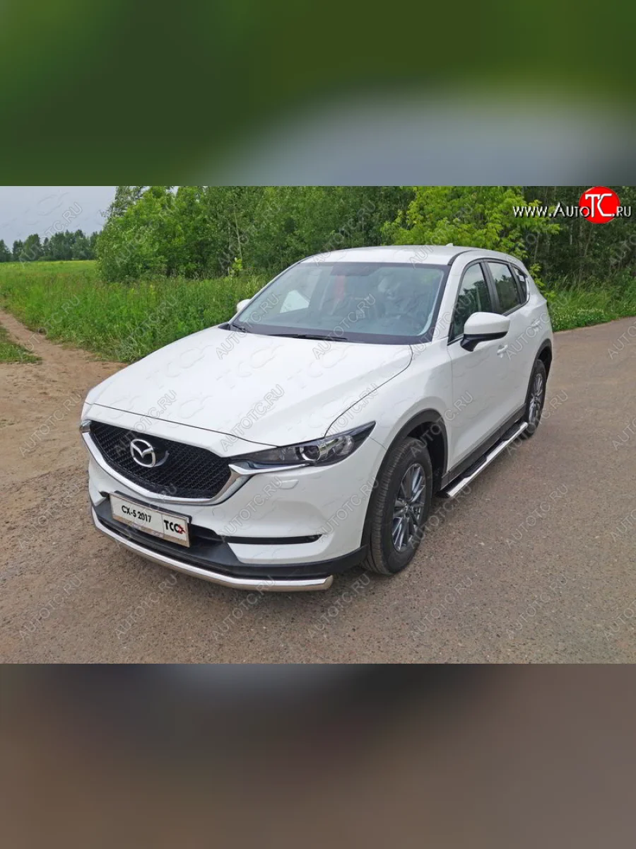 Защита переднего бампера нижняя d60,3 мм ТСС Тюнинг Mazda CX-5 KF (2016-2025) (нержавейка)  с доставкой в г. Пермь