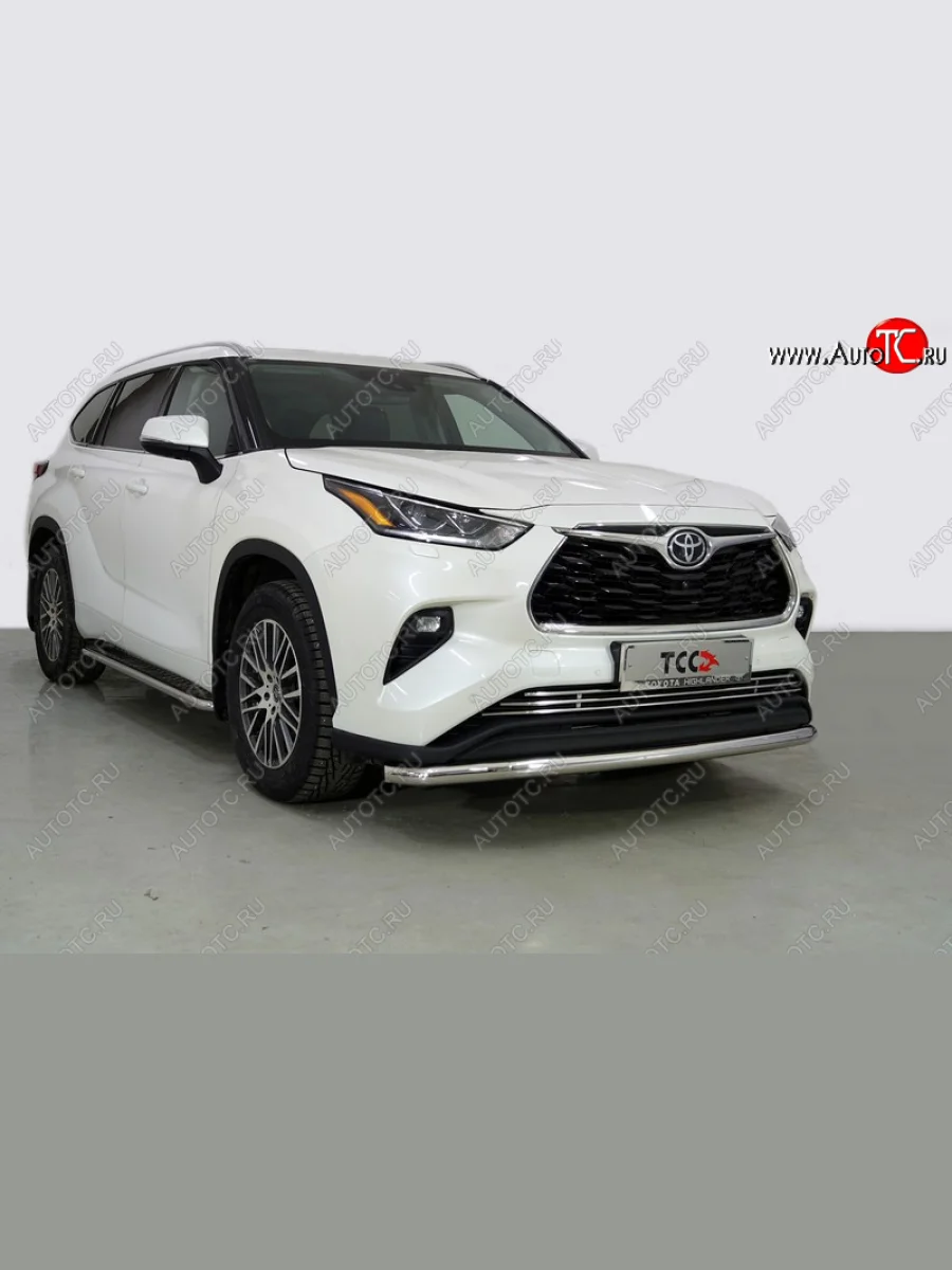 Защита переднего бампера нижняя d60,3 мм ТСС Тюнинг Toyota Highlander XU70 (2020-2025) (нержавейка)  в Керчи Республика Крым