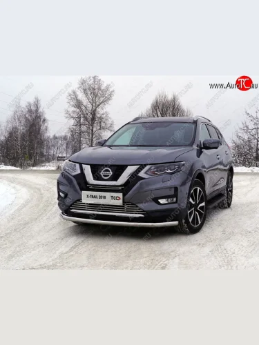 Защита переднего бампера нижняя d60,3 мм ТСС Тюнинг (нержавейка) Nissan X-trail  3 T32 (2017-2022) рестайлинг