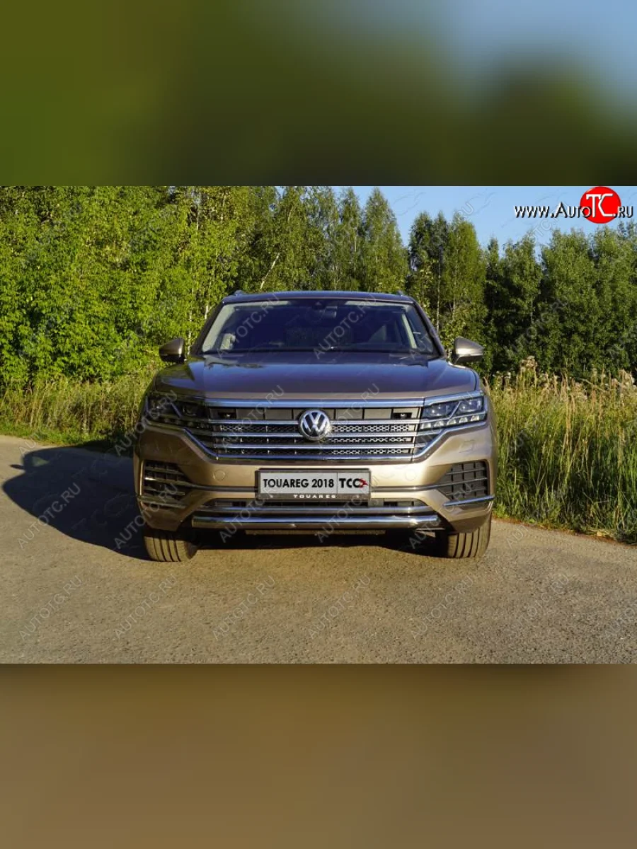 Защита переднего бампера нижняя d60,3 мм ТСС Тюнинг Volkswagen Touareg 3 CR дорестайлинг (2018-2022) (нержавейка)  в Самаре Самарской области