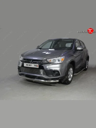 Защита переднего бампера нижняя d60,3 мм ТСС Тюнинг (нержавейка) Mitsubishi ASX (2017-2020) 2-ой рестайлинг