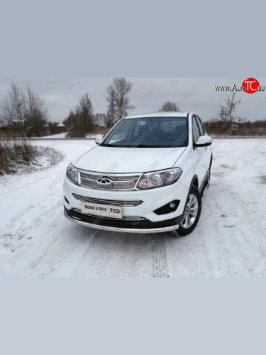Защита переднего бампера нижняя d60,3 мм ТСС Тюнинг (нержавейка) Chery Tiggo 5 (T21) дорестайлинг (2014-2017)