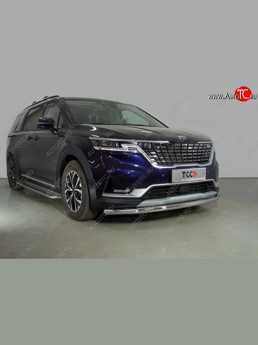 Защита переднего бампера нижняя d60,3 мм ТСС Тюнинг KIA Carnival KA4 минивэн дорестайлинг (2020-2023) (нержавейка)  в Керчи Республика Крым
