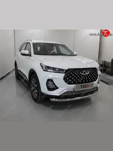 Защита переднего бампера нижняя d60,3 мм ТСС Тюнинг (нержавейка) Chery Tiggo 7 PRO (2019-2025)