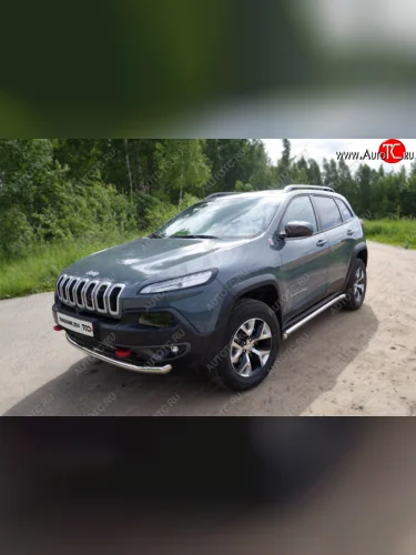Защита переднего бампера (Trailhawk, d60,3 мм) ТСС Тюнинг (нержавейка) Jeep Cherokee  KL (2014-2017) дорестайлинг