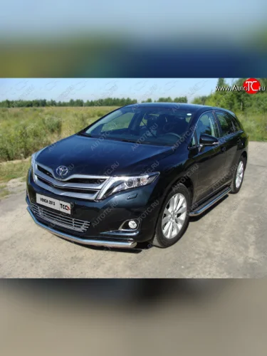 Защита переднего бампера нижняя d60,3 мм ТСС Тюнинг (нержавейка) Toyota Venza  GV10 (2012-2016) рестайлинг