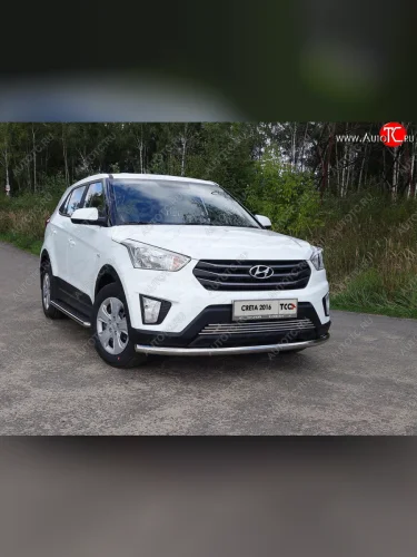 Защита переднего бампера нижняя d60,3 мм ТСС Тюнинг (нержавейка) Hyundai Creta GS дорестайлинг (2015-2019)