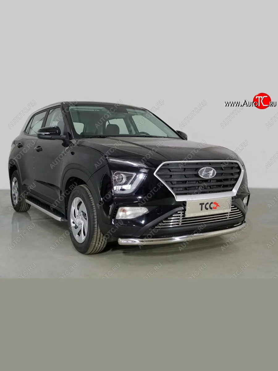 Защита переднего бампера нижняя d60,3 мм ТСС Тюнинг  Hyundai Creta (2020-2022) SU (нержавейка)  в Воронеже Воронежской области