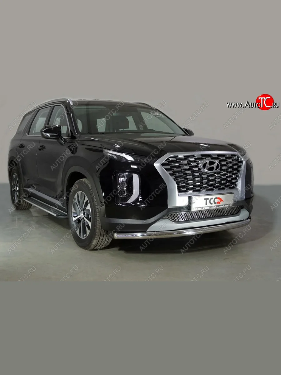 Защита переднего бампера нижняя d60,3 мм ТСС Тюнинг  Hyundai Palisade (2018-2022) LX2 (нержавейка)  в Воронеже Воронежской области
