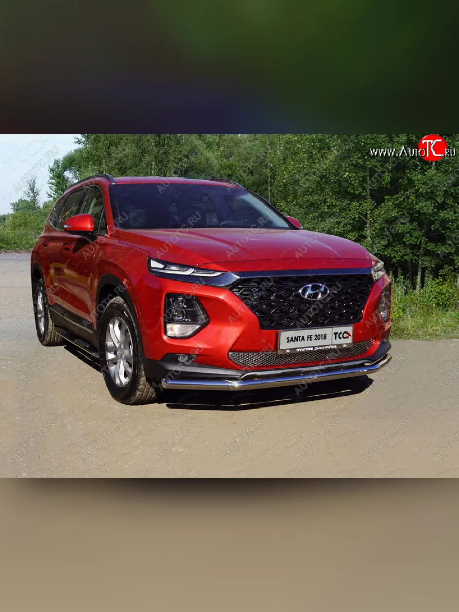 Защита переднего бампера нижняя d60,3 мм ТСС Тюнинг Hyundai Santa Fe TM дорестайлинг (2018-2021) (нержавейка)  в Керчи Республика Крым