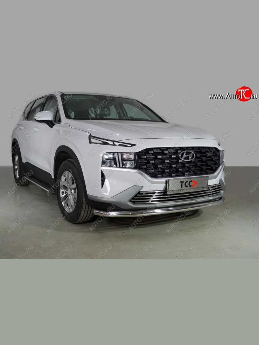 Защита переднего бампера нижняя d60,3 мм ТСС Тюнинг Hyundai Santa Fe TM рестайлинг (2020-2022) (нержавейка)  с доставкой в г. Керчь