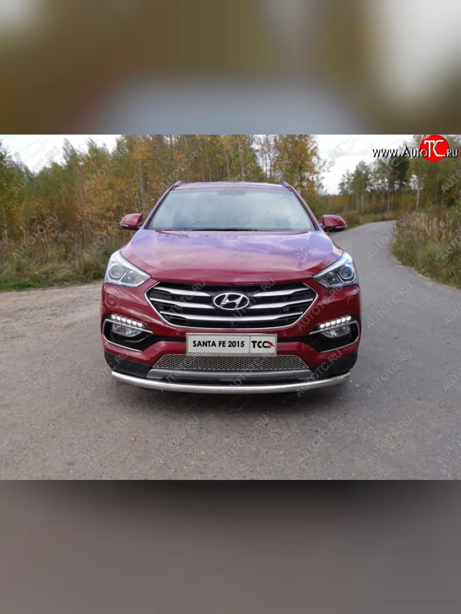 Защита переднего бампера нижняя d60,3 мм ТСС Тюнинг Hyundai Santa Fe DM рестайлинг (2015-2019) (нержавейка)  в Самаре Самарской области