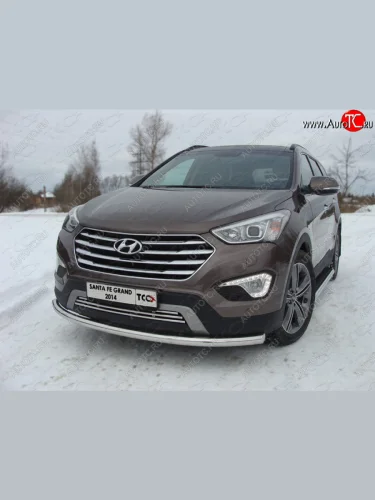 Защита переднего бампера нижняя d60,3 мм ТСС Тюнинг (нержавейка) Hyundai Grand Santa Fe  1 DM (2013-2016) дорестайлинг