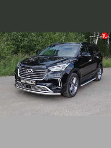 Защита переднего бампера нижняя d60,3 мм ТСС Тюнинг (нержавейка) Hyundai Grand Santa Fe  1 DM (2016-2018) рестайлинг