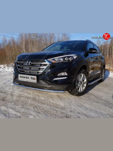 Защита переднего бампера нижняя d60,3 мм ТСС Тюнинг (нержавейка) Hyundai Tucson TL дорестайлинг (2015-2018)
