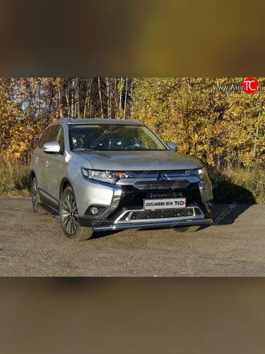 Защита переднего бампера нижняя d60,3 мм ТСС Тюнинг (нержавейка) Mitsubishi Outlander GF 3-ий рестайлинг (2018-2022)