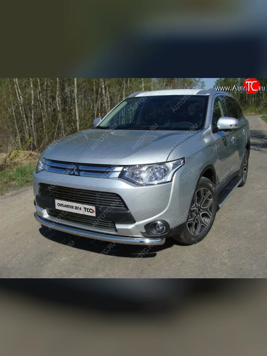 Защита переднего бампера нижняя d60,3 мм ТСС Тюнинг  Mitsubishi Outlander (2014-2016) GF (нержавейка)  в Воронеже Воронежской области