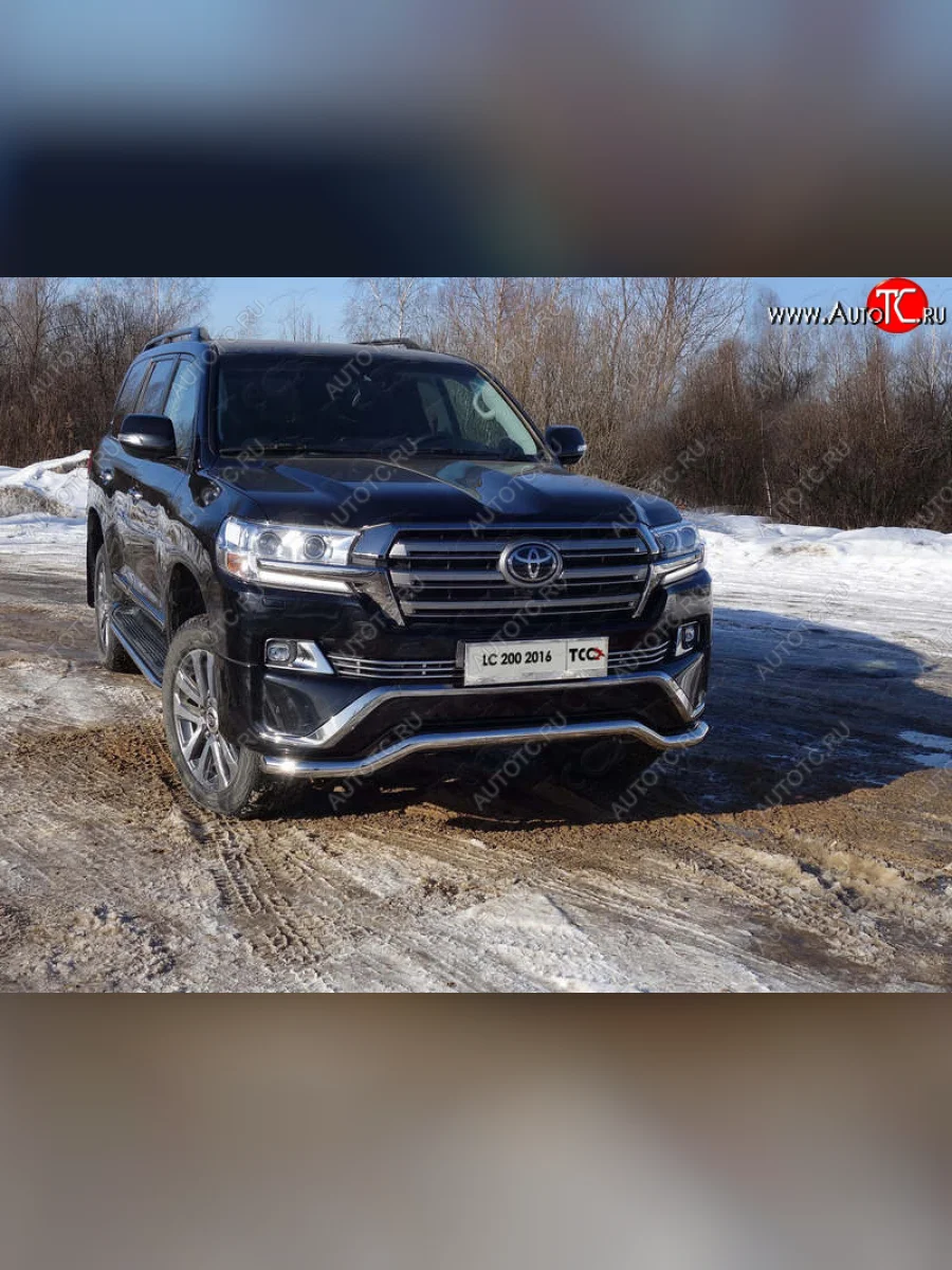 Защита переднего бампера нижняя волна d60,3 мм ТСС Тюнинг Toyota Land Cruiser 200 2-ой рестайлинг (2015-2021) (нержавейка)  в Воронеже Воронежской области