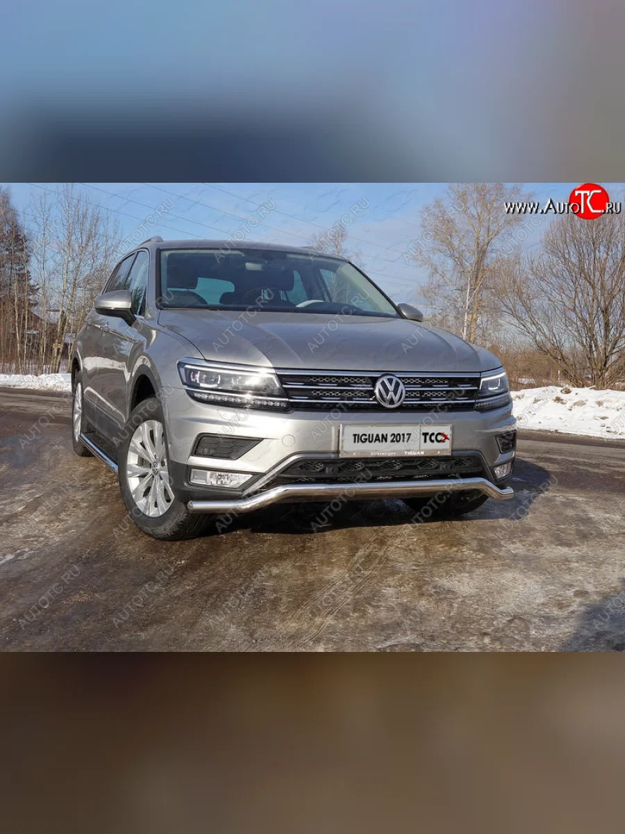 Защита переднего бампера нижняя d60,3 мм ТСС Тюнинг Volkswagen Tiguan Mk2 дорестайлинг (2016-2020) (нержавейка)  в Перми Пермском крае