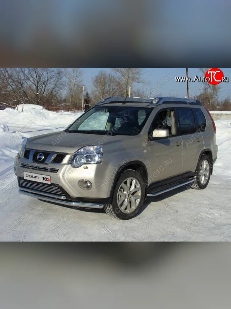 Защита переднего бампера нижняя d60,3*42,4 мм ТСС Тюнинг Nissan X-trail 2 T31 рестайлинг (2010-2015) (нержавейка)  в Самаре Самарской области